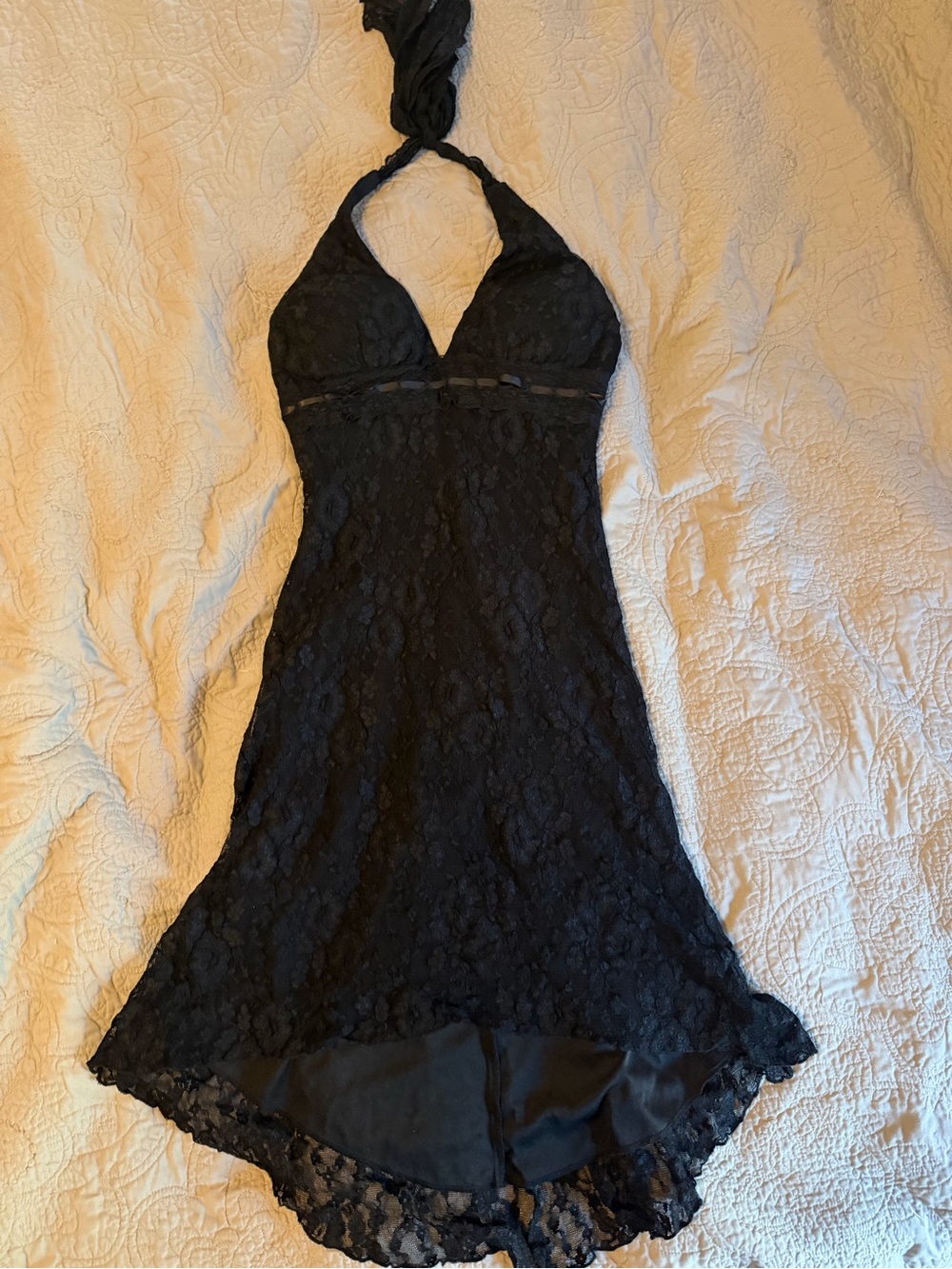 Ruby Rox Black Lace Halter Dress- Y2K grunge fairycore